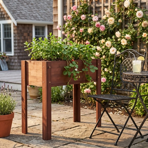 Raised Garden Bed with Legs, Elevated Wooden Planter Box for Outdoor Plants Flowers Fruits Vegetable Herb Growing