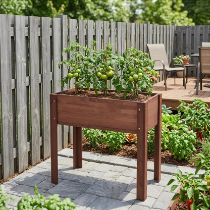 Raised Garden Bed with Legs, Elevated Wooden Planter Box for Outdoor Plants Flowers Fruits Vegetable Herb Growing