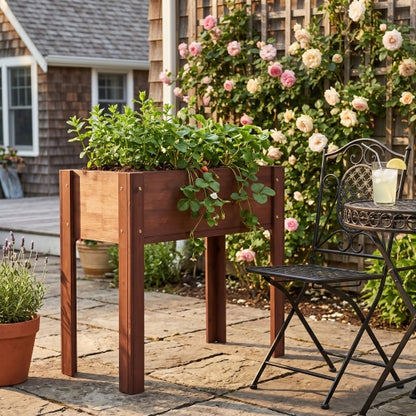 Raised Garden Bed with Legs, Elevated Wooden Planter Box for Outdoor Plants Flowers Fruits Vegetable Herb Growing
