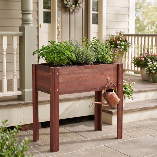 Raised Garden Bed with Legs, Elevated Wooden Planter Box for Outdoor Plants Flowers Fruits Vegetable Herb Growing