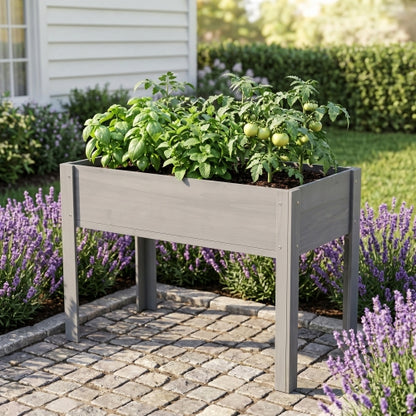 Raised Garden Bed with Legs, Elevated Wooden Planter Box for Outdoor Plants Flowers Fruits Vegetable Herb Growing