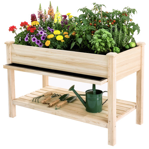Raised Garden Bed with Legs, Elevated Wooden Planter Box for Outdoor Plants Flowers Fruits Vegetable Herb Growing