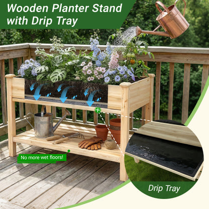 Raised Garden Bed with Legs, Elevated Wooden Planter Box for Outdoor Plants Flowers Fruits Vegetable Herb Growing