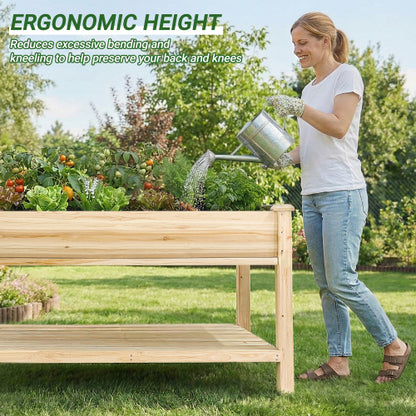 Raised Garden Bed with Legs, Elevated Wooden Planter Box for Outdoor Plants Flowers Fruits Vegetable Herb Growing