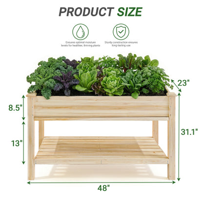 Raised Garden Bed with Legs, Elevated Wooden Planter Box for Outdoor Plants Flowers Fruits Vegetable Herb Growing