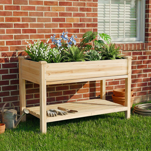 Raised Garden Bed with Legs, Elevated Wooden Planter Box for Outdoor Plants Flowers Fruits Vegetable Herb Growing