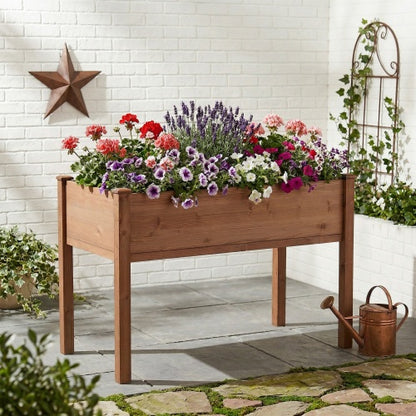 Raised Garden Bed with Legs, Elevated Wooden Planter Box for Outdoor Plants Flowers Fruits Vegetable Herb Growing