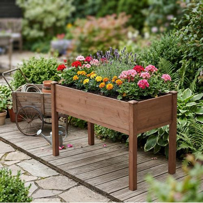 Raised Garden Bed with Legs, Elevated Wooden Planter Box for Outdoor Plants Flowers Fruits Vegetable Herb Growing