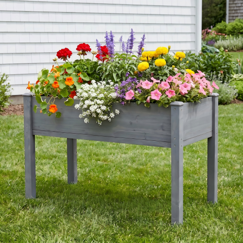 Raised Garden Bed with Legs, Elevated Wooden Planter Box for Outdoor Plants Flowers Fruits Vegetable Herb Growing