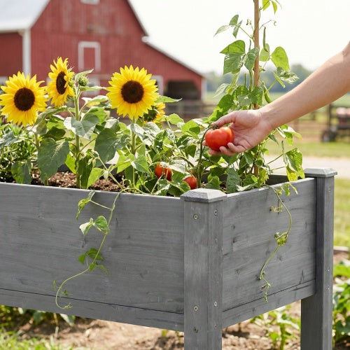 Raised Garden Bed with Legs, Elevated Wooden Planter Box for Outdoor Plants Flowers Fruits Vegetable Herb Growing