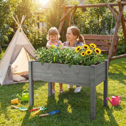 Raised Garden Bed with Legs, Elevated Wooden Planter Box for Outdoor Plants Flowers Fruits Vegetable Herb Growing