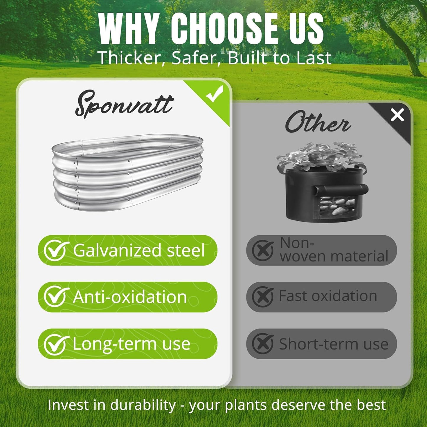 Garden Beds Outdoor, Oval Metal Garden Planter Box for Vegetables, Fruits, Flowers, Galvanized Raised Garden Beds