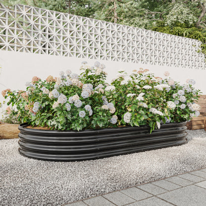 Garden Beds Outdoor, Oval Metal Garden Planter Box for Vegetables, Fruits, Flowers, Galvanized Raised Garden Beds
