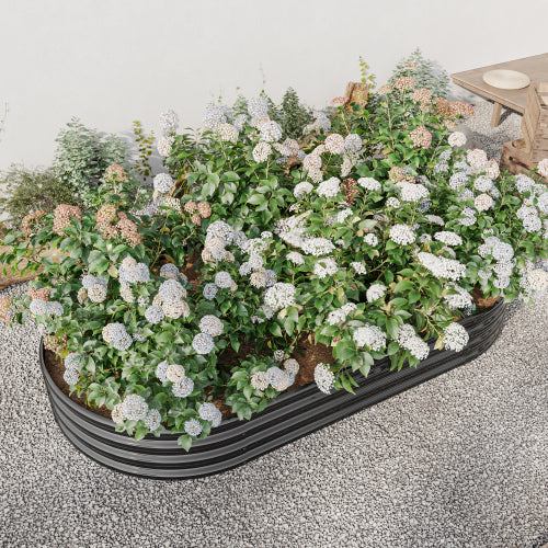 Garden Beds Outdoor, Oval Metal Garden Planter Box for Vegetables, Fruits, Flowers, Galvanized Raised Garden Beds