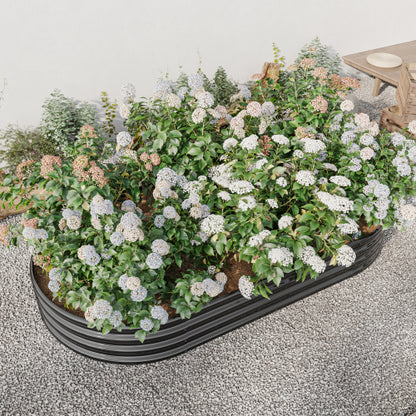 Garden Beds Outdoor, Oval Metal Garden Planter Box for Vegetables, Fruits, Flowers, Galvanized Raised Garden Beds