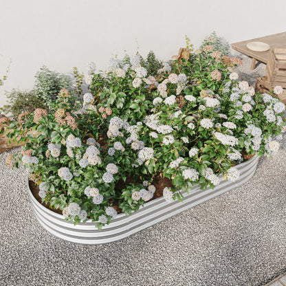 Garden Beds Outdoor, Oval Metal Garden Planter Box for Vegetables, Fruits, Flowers, Galvanized Raised Garden Beds