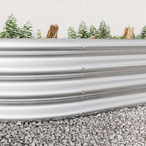 Garden Beds Outdoor, Oval Metal Garden Planter Box for Vegetables, Fruits, Flowers, Galvanized Raised Garden Beds
