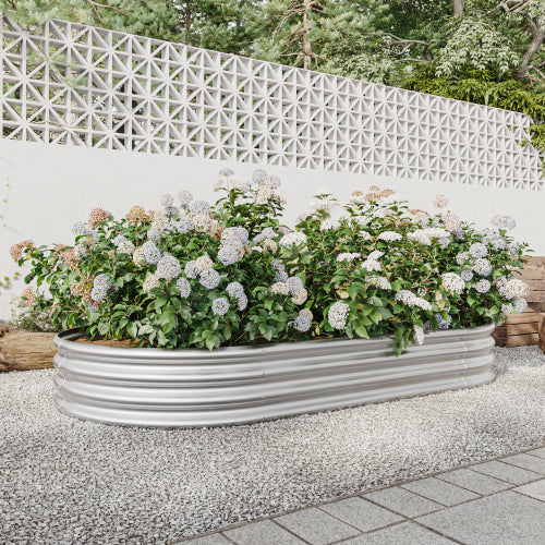 Garden Beds Outdoor, Oval Metal Garden Planter Box for Vegetables, Fruits, Flowers, Galvanized Raised Garden Beds