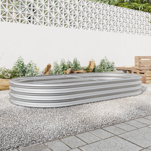 Garden Beds Outdoor, Oval Metal Garden Planter Box for Vegetables, Fruits, Flowers, Galvanized Raised Garden Beds