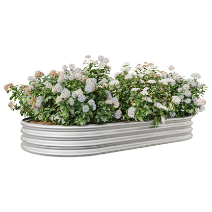 Garden Beds Outdoor, Oval Metal Garden Planter Box for Vegetables, Fruits, Flowers, Galvanized Raised Garden Beds