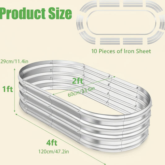 Garden Beds Outdoor, Oval Metal Garden Planter Box for Vegetables, Fruits, Flowers, Galvanized Raised Garden Beds